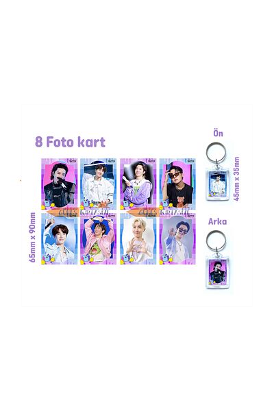 Güneş Kırtasiye Bts Hoseok 8 Τεμάχια Φωτοκάρτα + Σετ μπρελόκ