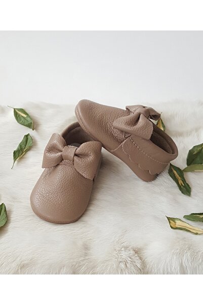 Hodore Baby Girl Sofia Leather Moccasin Milk Brown Shoes Booties