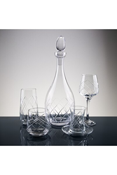 ucuzcuyuzavm 61 Parça 12 Kişilik El Dekor Kesme Cam Su Takımı