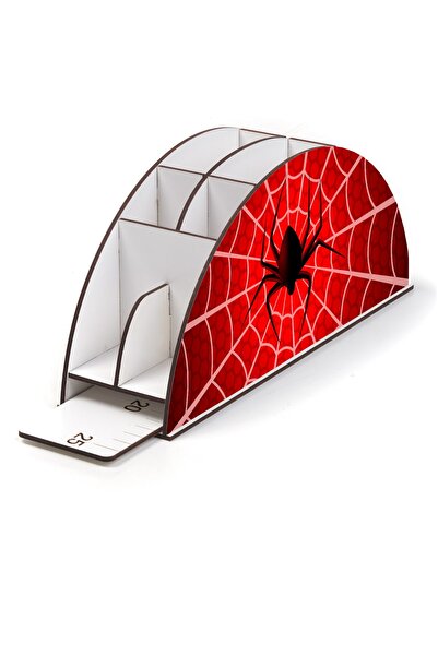 kutuTR Wooden Vip Spiderman Series Desktop Pen Holder with Rainbow Ruler Organizer Assembled for Kids