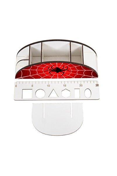 kutuTR Wooden Vip Spiderman Series Desktop Pen Holder with Rainbow Ruler Organizer Assembled for Kids