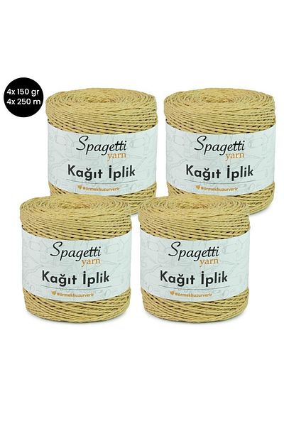Spagettiyarn Χάρτινο σχοινί 4 τεμαχίων Φυσικό νήμα πλεξίματος χειρός