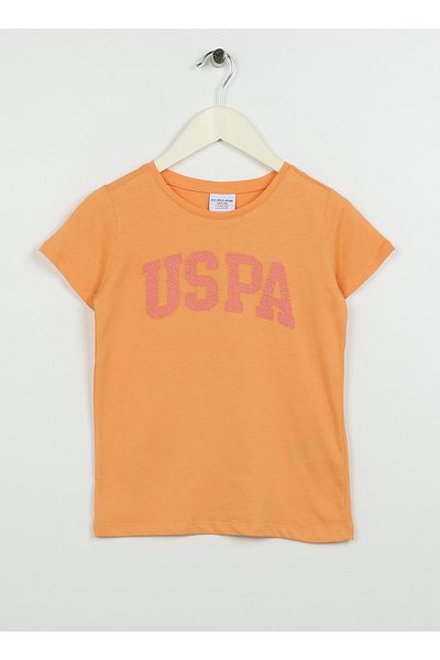 U.S. Polo Assn. Tricou pentru fetiță cu imprimeu portocaliu - Kean-ıy23