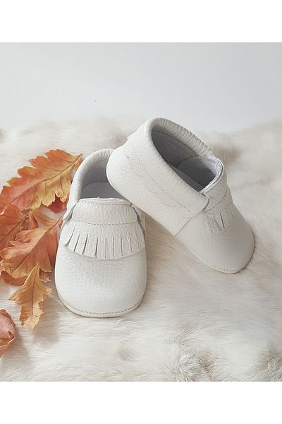 Hodore Rocco Leather Baby Moccasin White