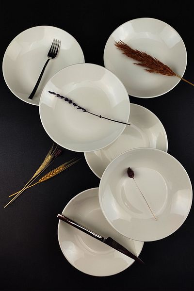 Digithome 6-Piece Sea Form Porcelain Pit Plate Dinner Plate Set 19 Cm Cream - Tl4037010 C320.003