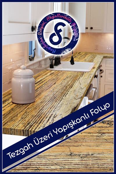 Dekor Folyo Mutfak Tezgahı Ahşap Retro Desen Yapışkanlı Folyo Kaplama