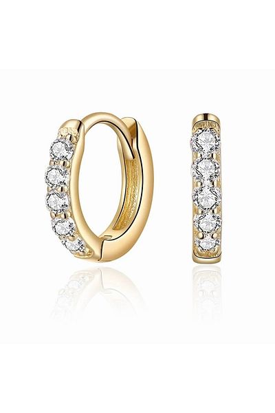 Heppii Steel Stone Small Hoop Earrings Rose Gold Color