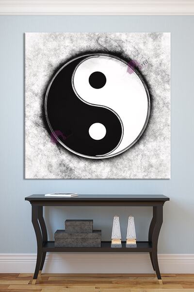 Morfil Sanat Atölyesi Pictură Yin Yang Pictură pe pânză neagră