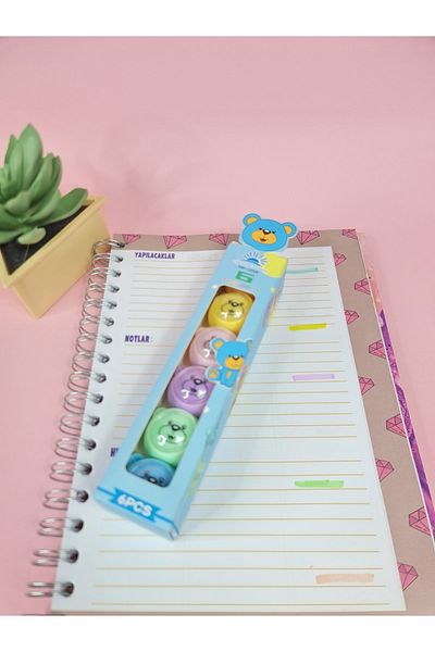 Adil Baba Pastel Felt Pencil Set with Cute Teddy Bear Design 5 Colors