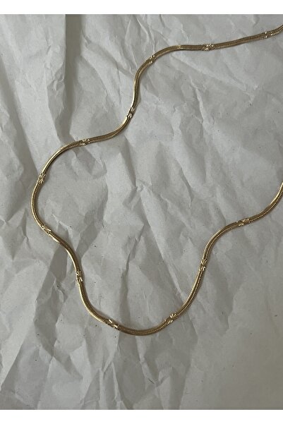 KİLİGİSTANBUL 45 Cm Ince Italyan&yıldız Plaka Gold Renk Çelik Kolye