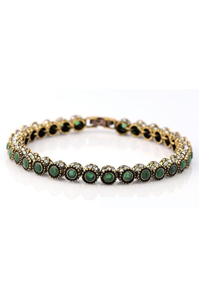 Aşina Gümüş Yeni Yıl Hediyesi Kadın Altın Su Yolu Yeşil Zümrüt Taşlı Elmas Mo...