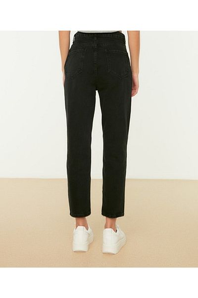 LİMABEL Černé lycrové džíny Mom Jeans s vysokým pasem – stálobarevné a extra pohodlné
