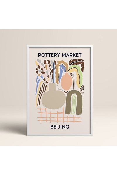 HOMEPACK Tablou cu rame din lemn alb Poster cu rame Decor artistic modern de perete (ABSTRACT06-WHITE-40X60)