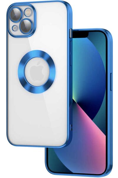 Case 4U Iphone 13 Kılıf Kamera Lens Korumalı Şeffaf Renkli Logo Gösteren Parl...