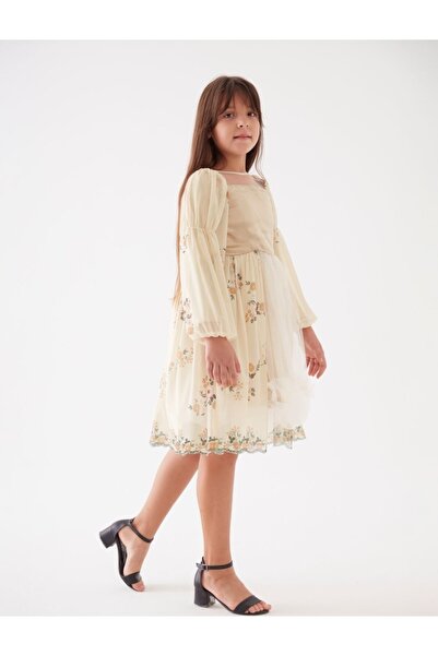 Kıvanç Çocuk Kaftan Giydirmeli Esnek Tüllü Elbise