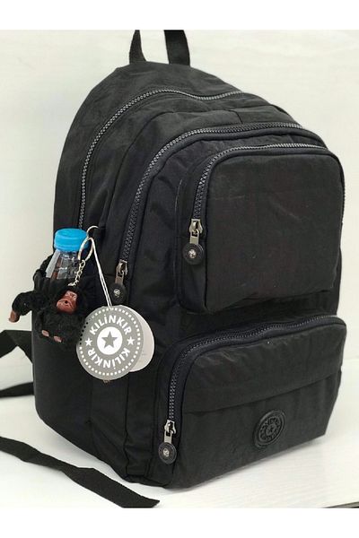 Serenity Black Waterproof Crinkle Fabric Backpack