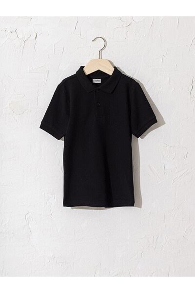 LC Waikiki Tricou negru pentru băiat din Your Fashion Style Polo Gât de bază, cu mânecă scurtă din bumbac