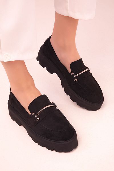 SOHO Black Suede Women's Casual Shoes 18079