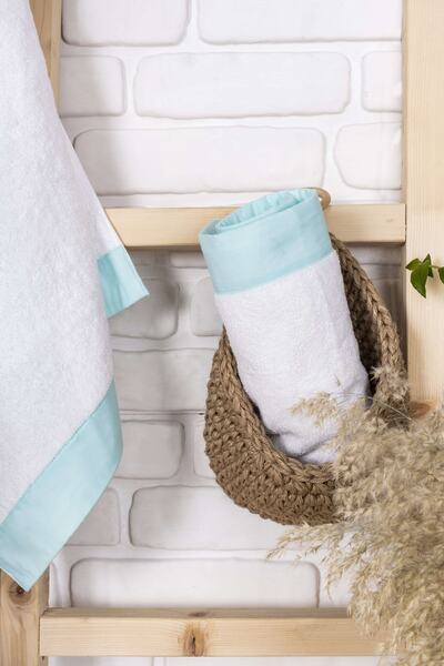 MEYN COLLECTİON Meyn Collection 2-Piece Hand Towels 50x90 Gift, Multi-Purpose, Applique Bitimli, White