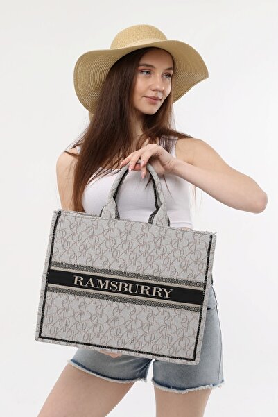Ramsburry Kadın Altın Renk Su Itici Dokuma Kumaş Plaj Çantası