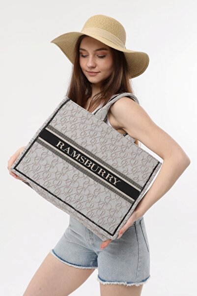 Ramsburry Kadın Altın Renk Su Itici Dokuma Kumaş Plaj Çantası