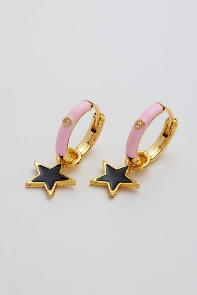 ismim bijuteri Stone Hoop Colorful Star Earrings