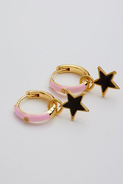 ismim bijuteri Stone Hoop Colorful Star Earrings