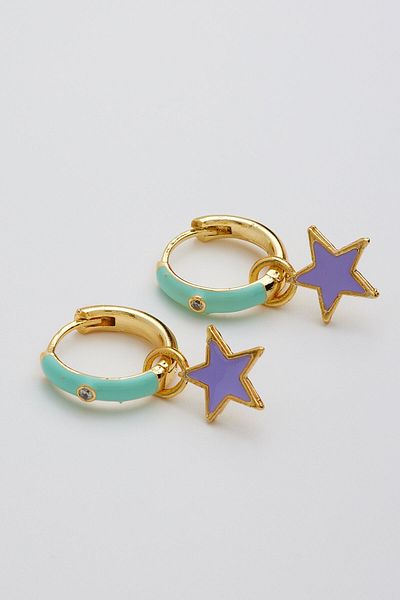ismim bijuteri Stone Hoop Colorful Star Earrings