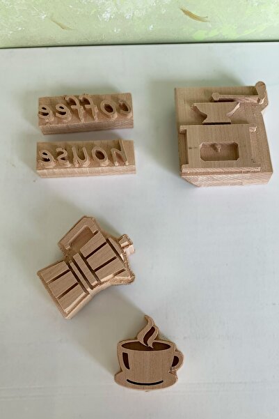Arkaik Craft Set de cafea Set imprimat din lemn