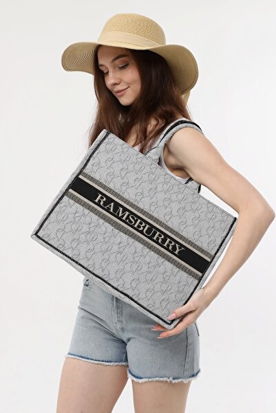 Ramsburry Women's Cream Water Repellent Woven Fabric Beach Bag