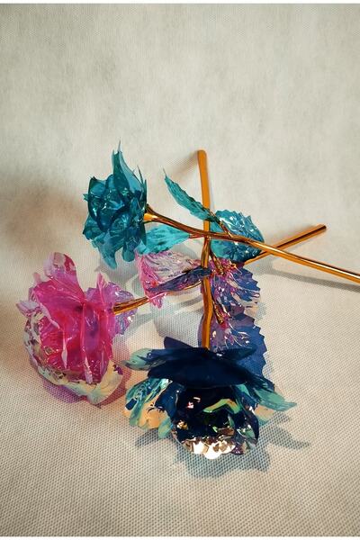 BYSHOPPİNG Mavi Renk Sonsuzluk Gülü Hediyelik Gül - Ev Dekor - Sevgiliye Hediye Yapay Gül Sevgililer Günü Özel