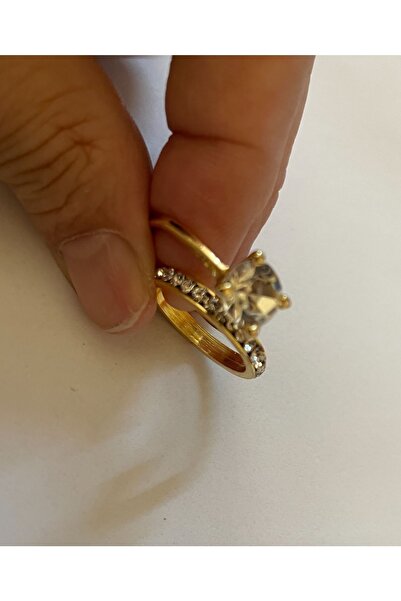 Vipfoni Tam Tur Gümüş Renk Zirkon Taşlı Alyans Ve Tek Taş Yüzük