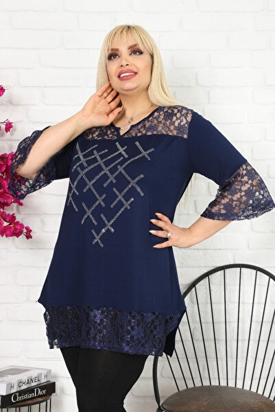 Kheos Δαντελένιο και Πέτρινο Κέντημα Πέτο - Κοντομάνικο Μαντίλι