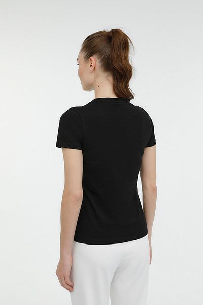 Kinetix W-sn227 Tricou de bază cu decolteu în V Siyah Kadın Kısa Kol