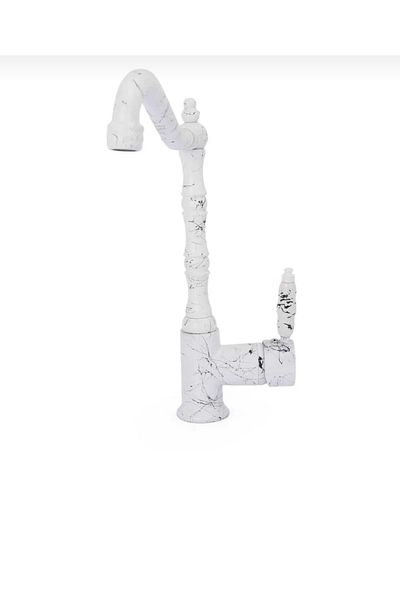 İSAOĞLU YAPI White Marble Kitchen Faucet Sink Tap Zen Design Rustic Kitchen Faucet