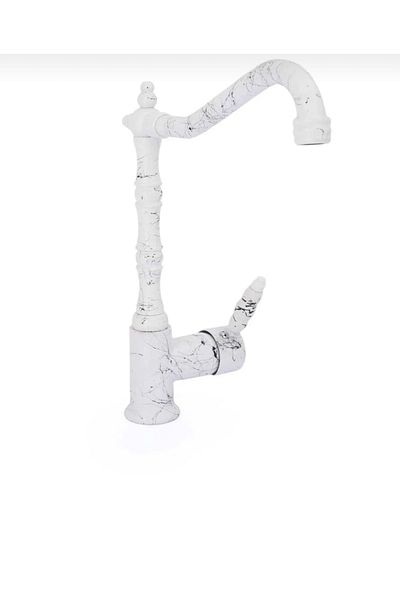 İSAOĞLU YAPI White Marble Kitchen Faucet Sink Tap Zen Design Rustic Kitchen Faucet
