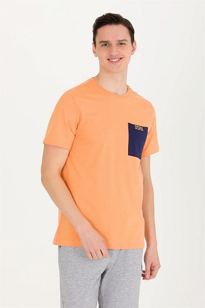 U.S. Polo Assn. Orange Men's T-shirt - Crew Neck