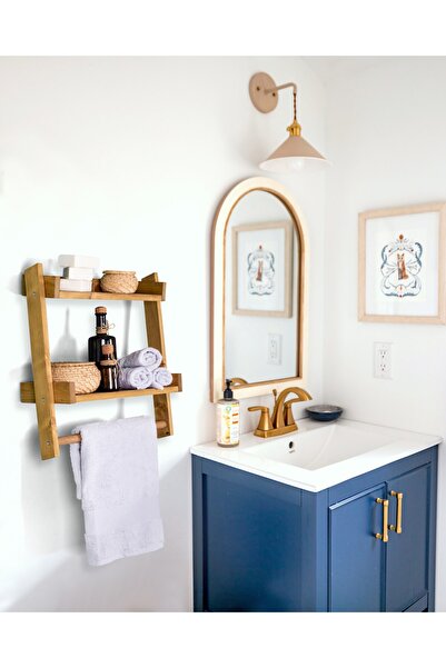 Bhoota Çok Amaçlı Duvar Rafı, Baharatlık, Ahşap Mutfak Rafı, Banyo Düzenleyici