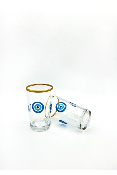 ÖzcamKristal 6 Parça 6 Kişilik Nazar Kahve Yanı Su Bardağı