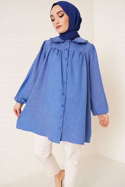 VOLT CLOTHİNG Hijab-Shirt mit Babykragen für Damen