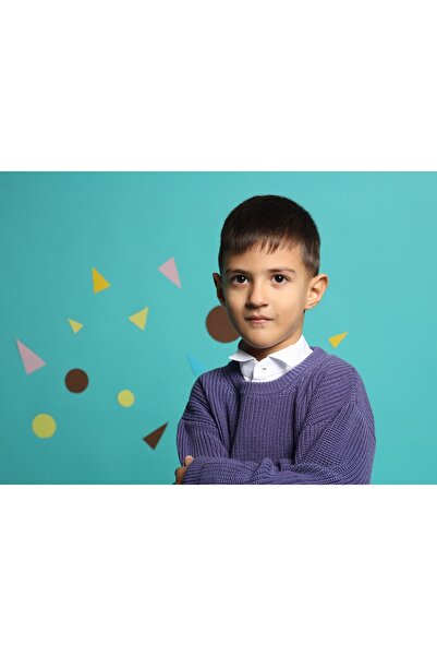 Unisex Bisiklet Yaka Lila Kazak