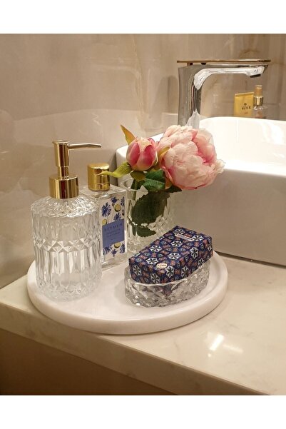 Sümeyra Marble Art Snow White - Beyaz Mermer Sunum Tepsisi 28 Cm