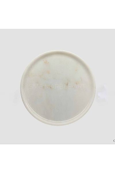 Sümeyra Marble Art Pure White - Marble Presentation Tray 25 Cm