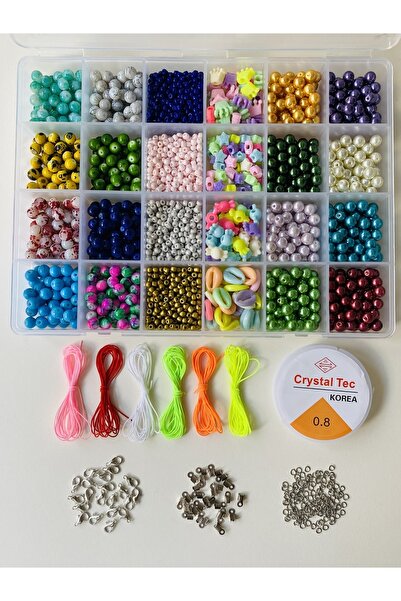 yağmur gökçe No:102 Büyük Kutu Renkli Cam Boncuk Ve Cam Inci Soft Renk Figür ...