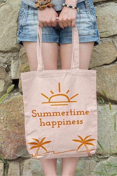 AYSHOME Τσάντα αγορών Ays Home Summer Happiness με μοτίβο παραλίας