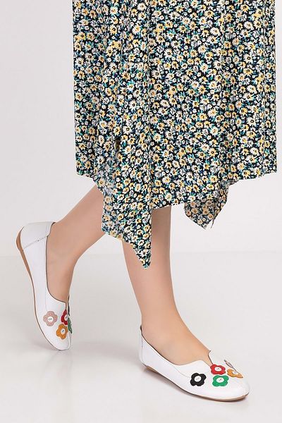 Gondol Balerini casual din piele naturală Esl.200 - alb - 38
