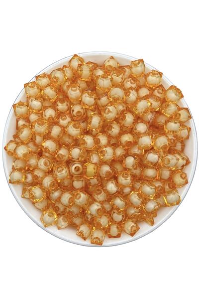 Hedef Bijuteri 10 مللي متر خرز مكعب أكريليك برتقالي اللون مع خرز بالداخل ، مج...