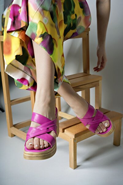 Riccon Γυναικείες Παντόφλες 00121820   Φούξια δέρμα