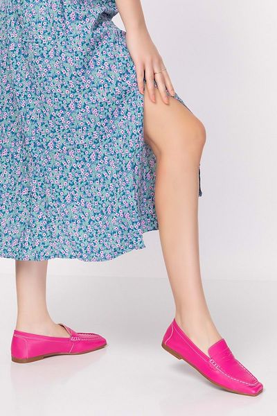 Gondol Loafer de damă din piele naturală cu vârf în vârf Mdr.20 - Fuchsia - 40