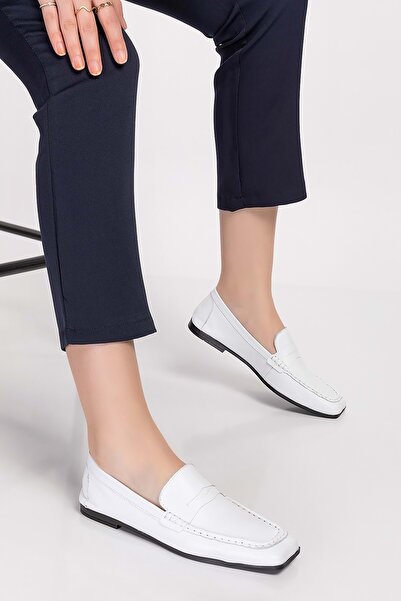 Gondol Dámský mokasín s rohovou špičkou z pravé kůže Mdr.20 – bílý – 36